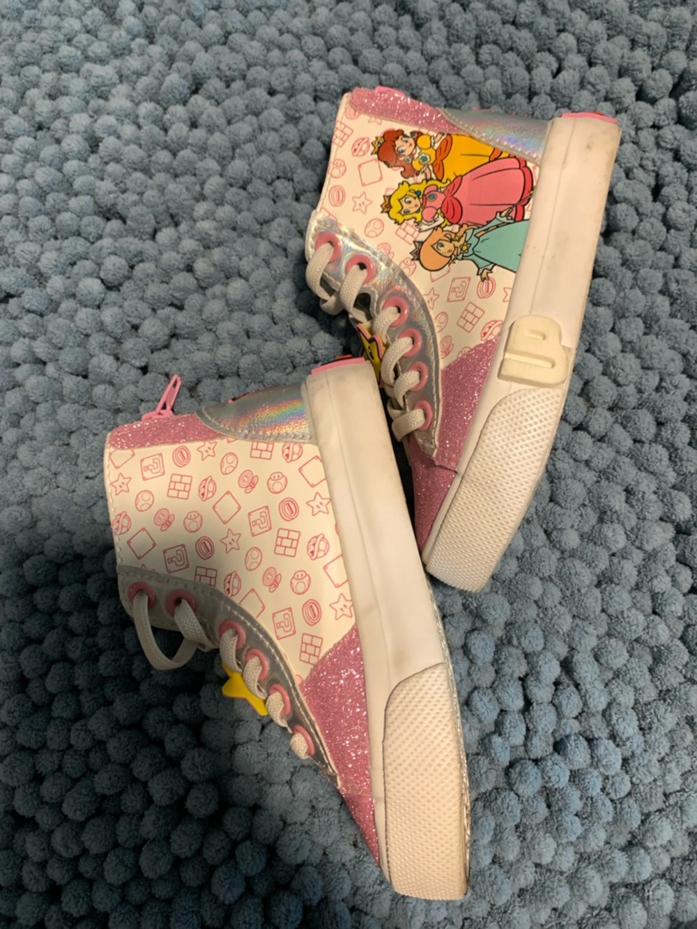 Kids Glitter High-Top Sneakers with Star Charm - Pink - Picture 3 of 5